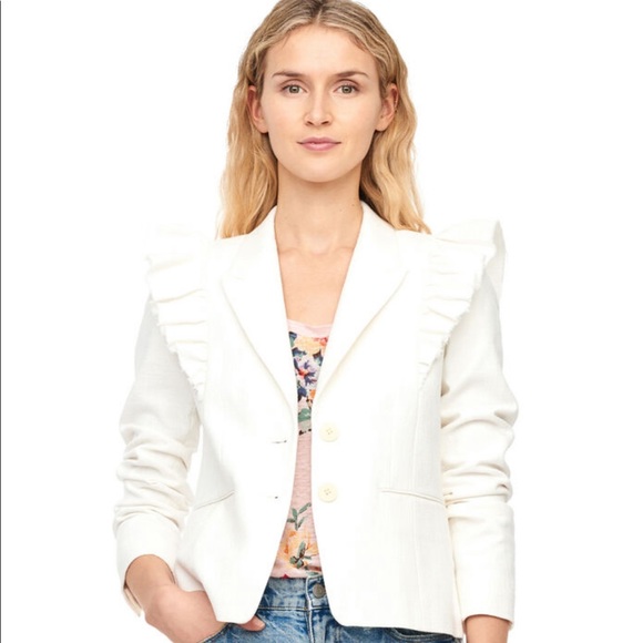 Rebecca Taylor SLUB SUITING RUFFLE JACKET - Picture 4 of 7